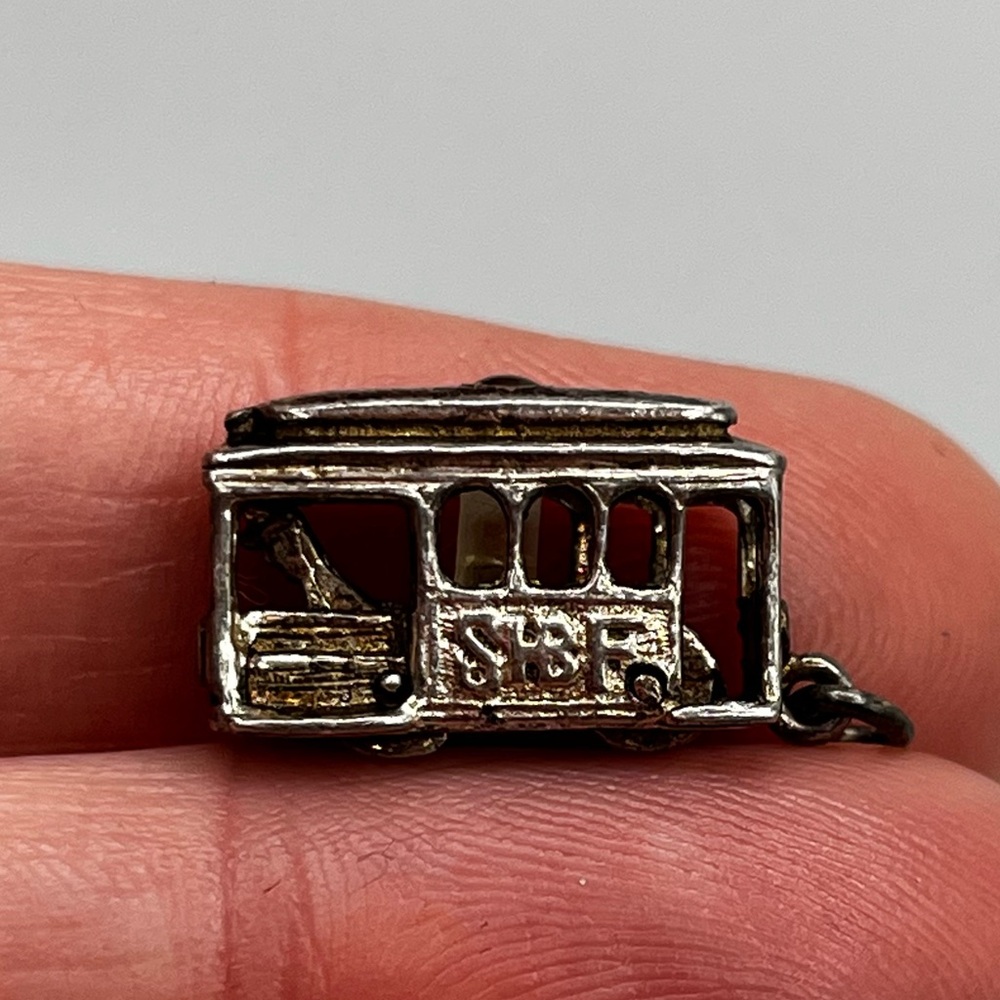 Rare Vintage trolley car Sterling silver charm pendant